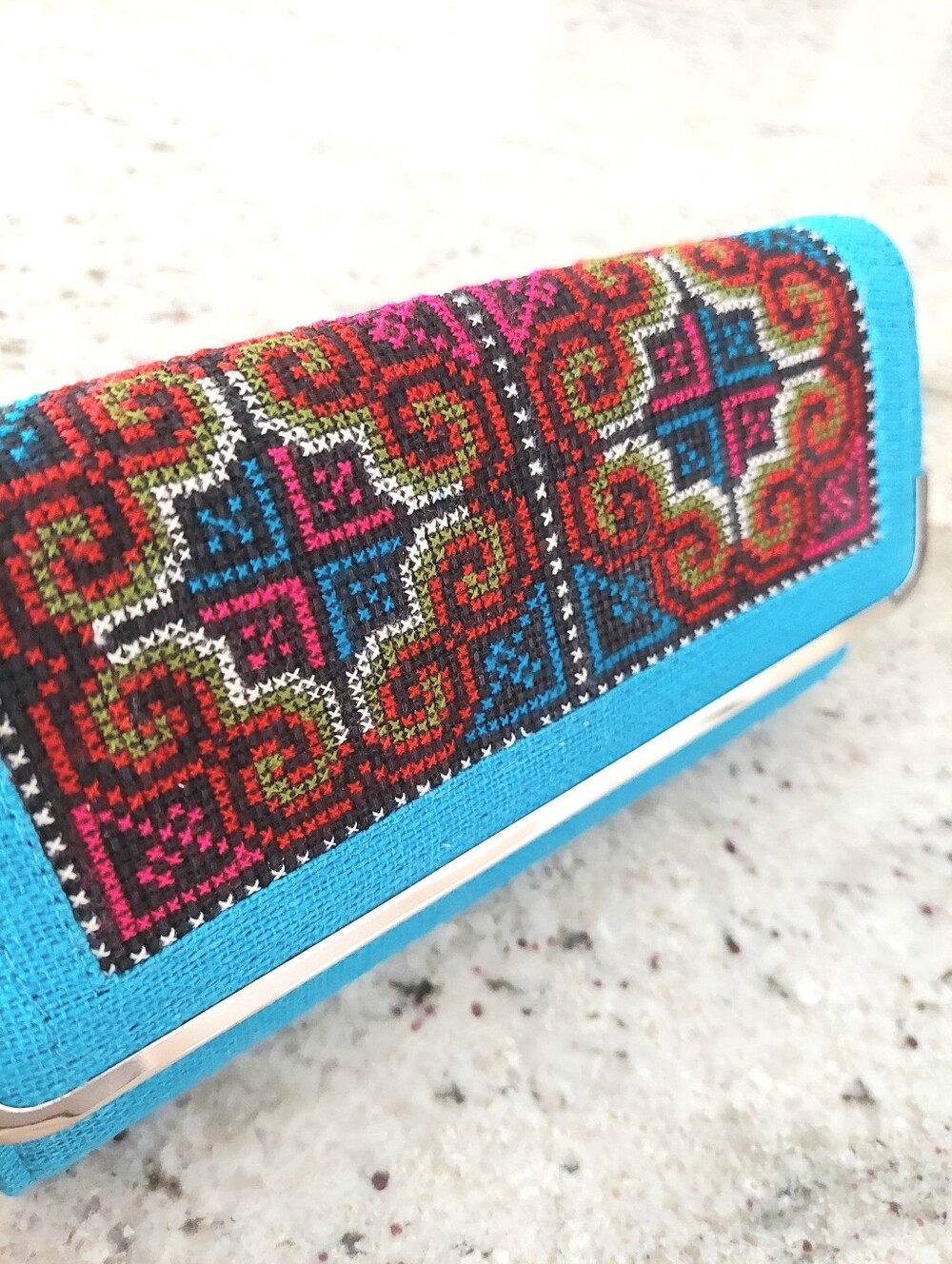 Changnoi Blue Hmong Embroidered Wallet NWT